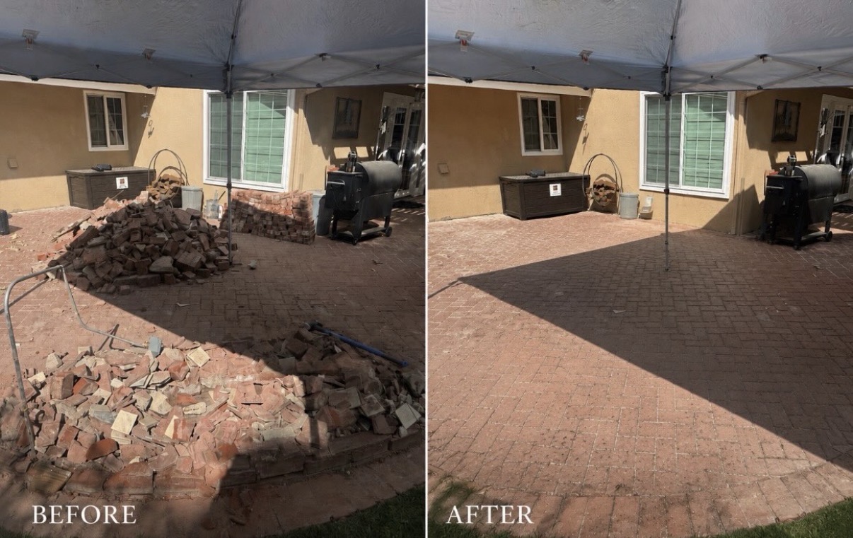Before and after: brick and hardscape debris hauled away